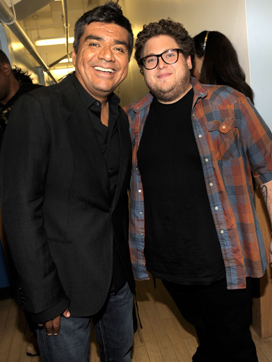 George Lopez & Jonah Hill|Usually these funnymen focus more on making other people smile. Tonight it was their turn.