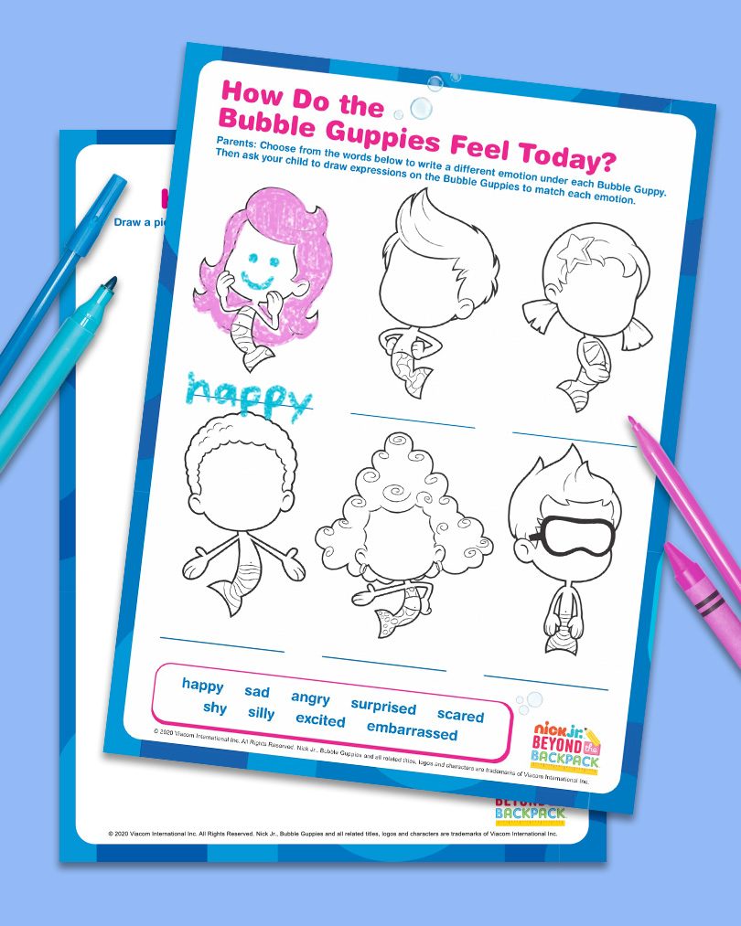Bubble Guppies Feelings Chart thumbnail. How do the Guppies feel today?