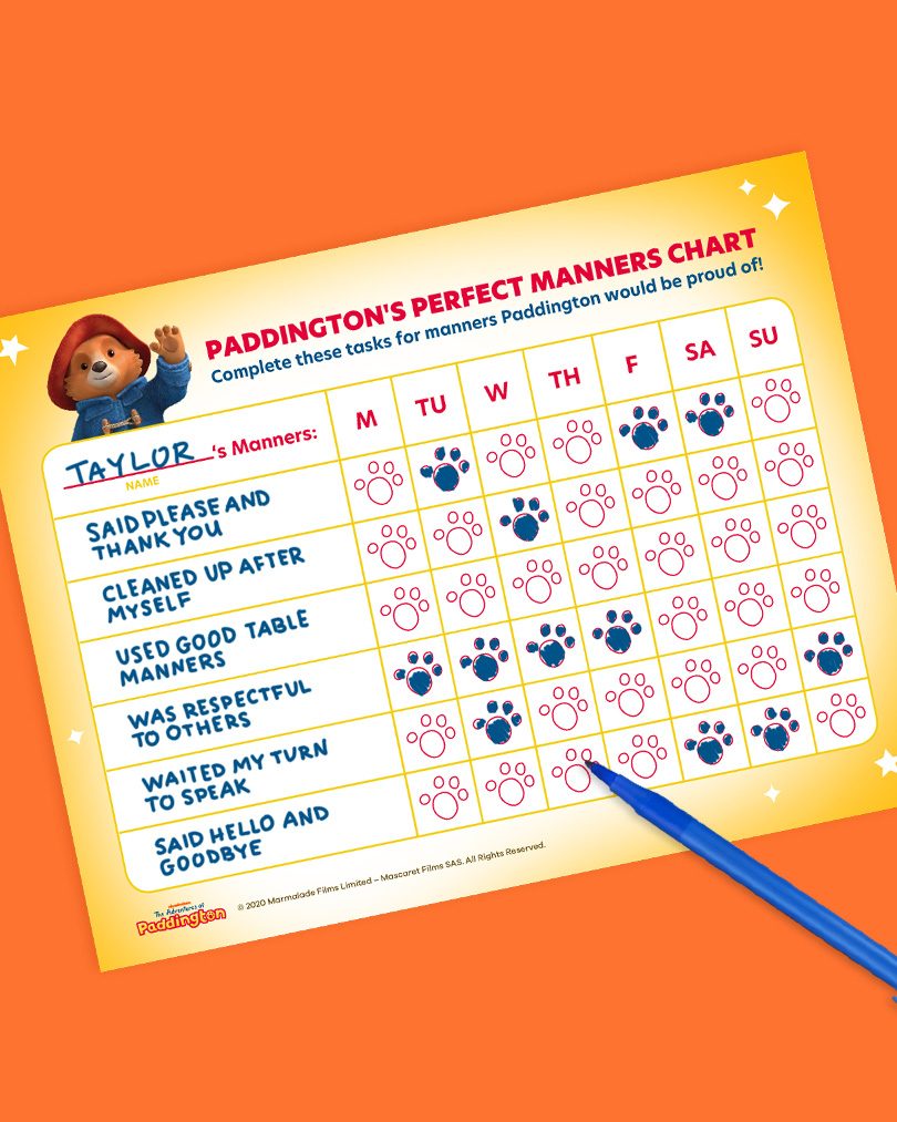 Paddington's Perfect Manners Chart thumbnail. Complete these tasks for manners Paddington would be proud of!