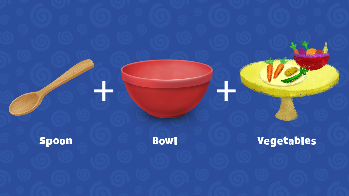 photo of a spoon, a bowl, and vegetables