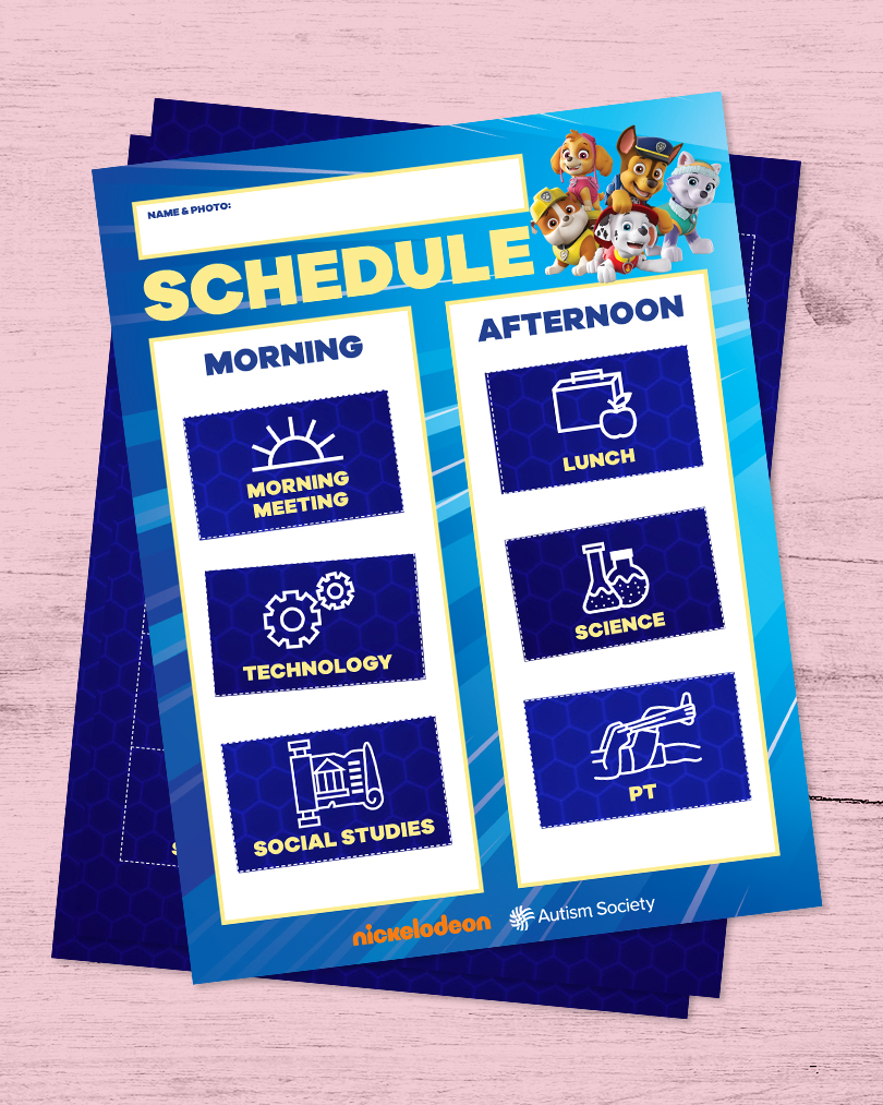 PAW Patrol and autism society school schedule thumbnail